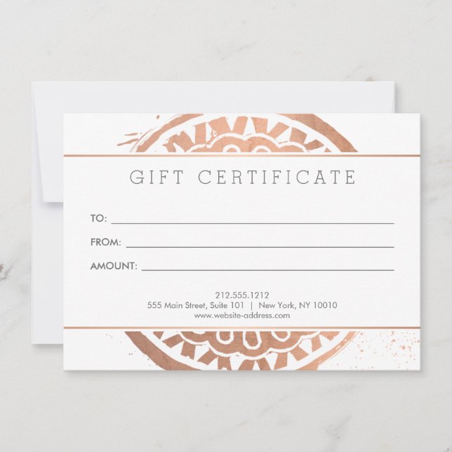 Elegant Beauty Mandala Logotyp Ro Guld Gift Card (Framsida)
