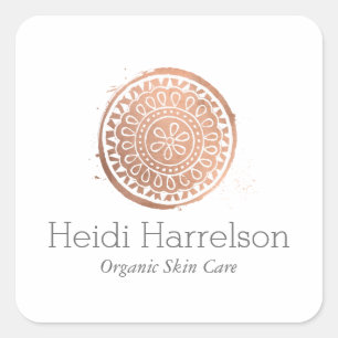 Elegant Beauty Mandala Logotyp Roes Guld Fyrkantigt Klistermärke