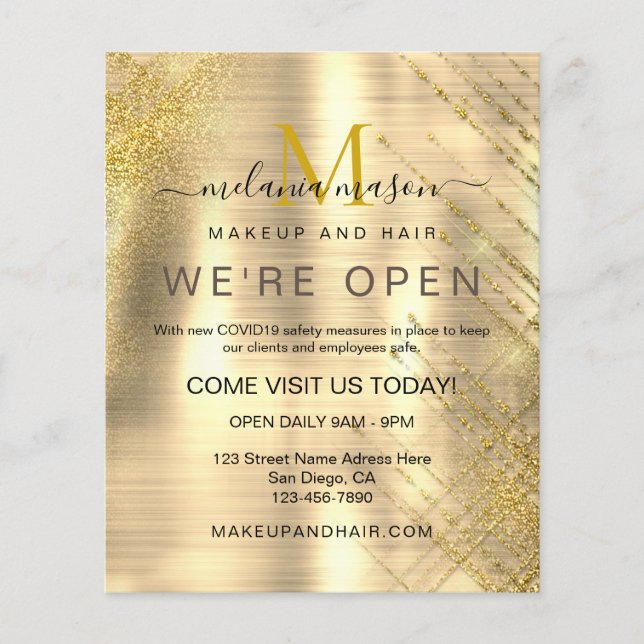 Elegant Beauty Metallic Guld Sparkly Glitter Flyer (Framsidan)