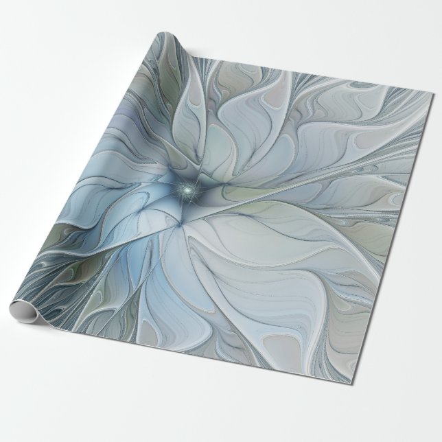 Elegant Beauty Modern Abstrakt Fractal Art Flower Presentpapper (Utrullad)