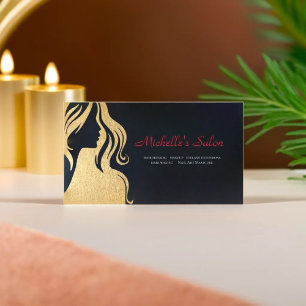 Elegant Beauty Salon & Hair Stylist Silver Black Magnetiska Visitkort