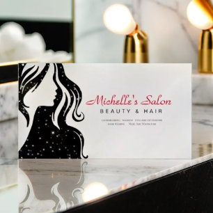 Elegant Beauty Salon & Hair Stylist White Black Magnetiska Visitkort
