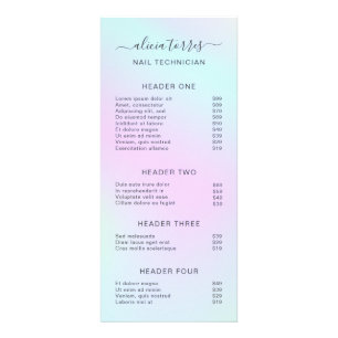 Elegant Beauty Salon Holography Pris List Reklamkort