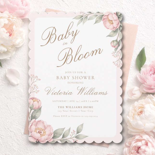 Elegant Bebis I Knopp Baby Shower Inbjudningar (Skapare uppladdad)