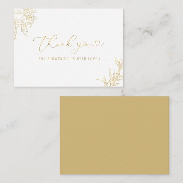 Elegant Bebisdusch för vattenfärgen Guld Blommigt  Anteckningskort (Fram/baksida)