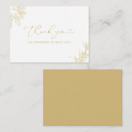 Elegant Bebisdusch för vattenfärgen Guld Blommigt Anteckningskort