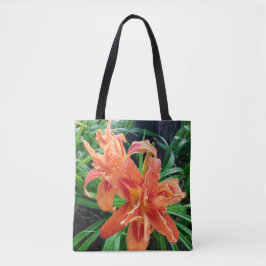 Elegant Bedeved Orange Dubbla Flowered Daylilies Tygkasse