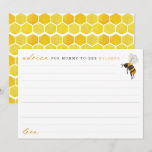 Elegant Bee and Honeycomb Baby Shower Advice Rådkort