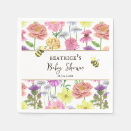 Elegant Bee and Wildblomma Baby Shower Pappersservett