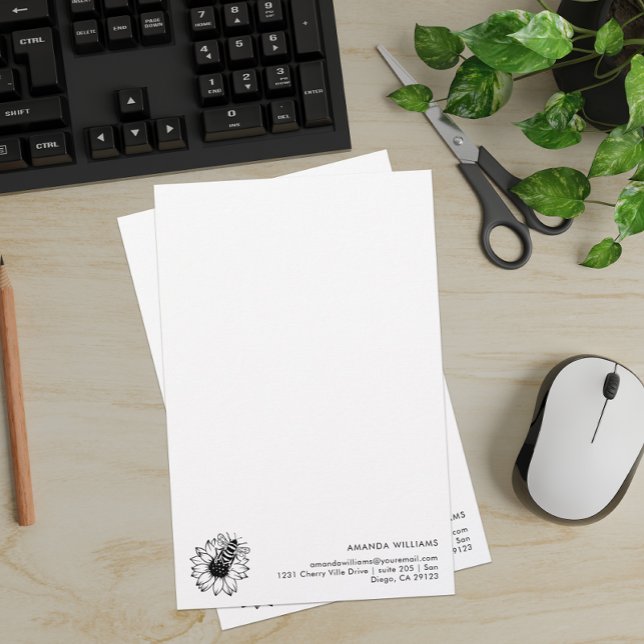 Elegant Bee Anpassningsbar Letterhead Brevpapper (Skapare uppladdad)