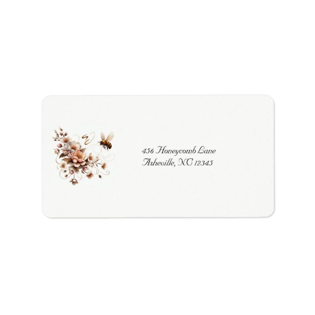 Elegant Bee & Blommigt Bröllop-adressetikett Adressetikett (Framsidan)