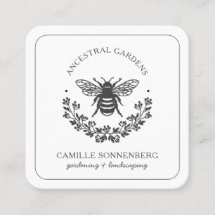Elegant Bee Laurel Gardener Landscaper Fyrkantigt Visitkort