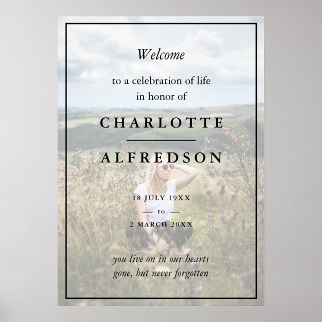 Elegant begravning | Chic minnesstund Foto Poster (Framsidan)