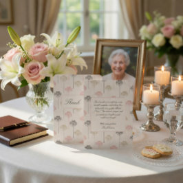 Elegant begravning tackkort med mjuka blommor tack kort