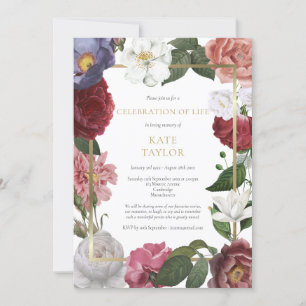Elegant begravningsfirande av livets rosblomma inbjudningar