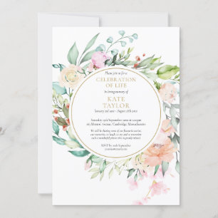Elegant begravningsfirande av livsblommor inbjudningar