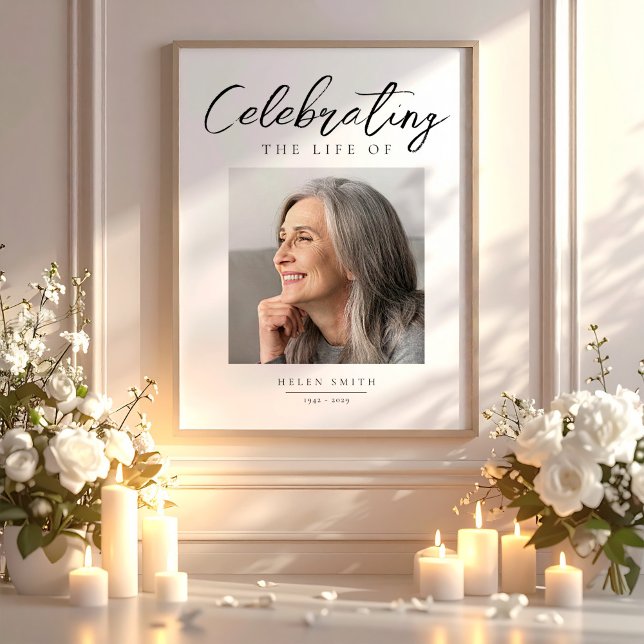 Elegant begravningsfoto | Firande av livet Poster (Elegant Funeral Photo | Celebration of Life Poster)