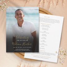 Elegant begravningsfoto Order Of Service-program