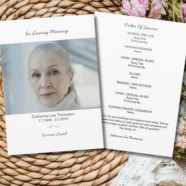 Elegant begravningsprogram med foto program (Elegant Funeral Service Program With Photo
)