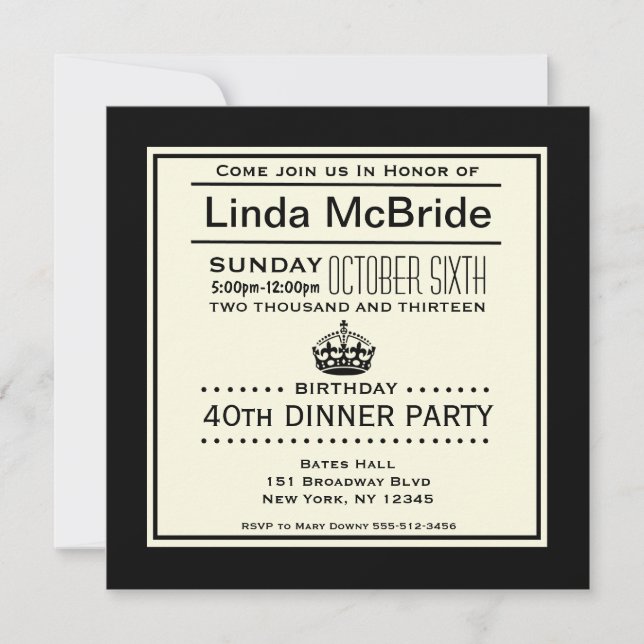 Elegant behållalugnfödelsedag inbjudningar (Framsida)