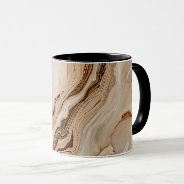 Elegant Beig Marmor Abstrakt Konst Mugg (Framsida höger)