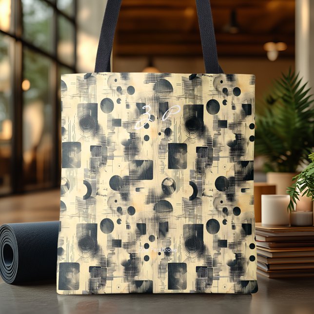 Elegant Beige Abstrakt Personlig Tote Bag Tygkasse (Skapare uppladdad)
