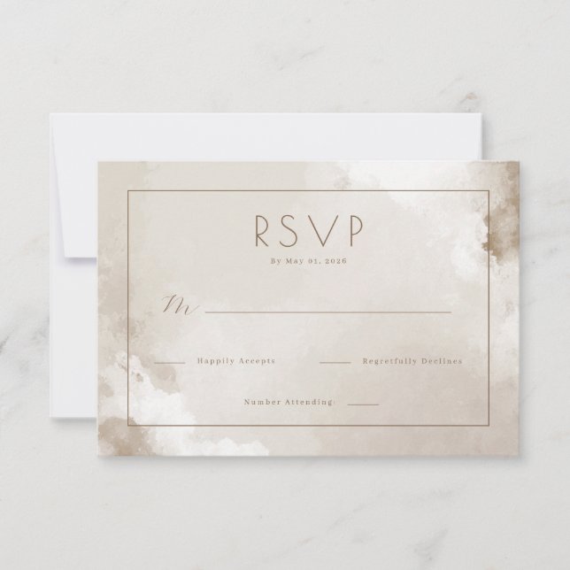 Elegant Beige Akvarell RSVP OSA Kort (Framsida)