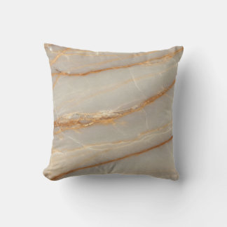 Elegant Beige and Gold Marble Pattern Throw Pillow Kudde