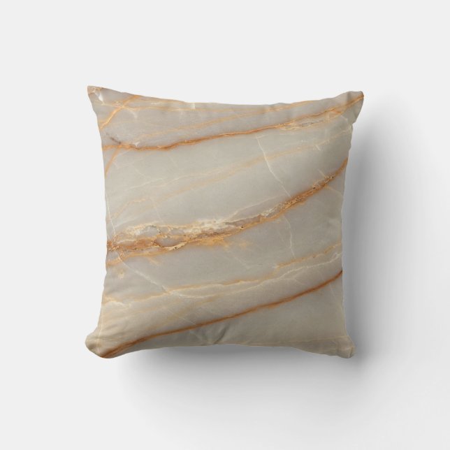 Elegant Beige and Gold Marble Pattern Throw Pillow Kudde (Framsida)