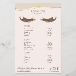 Elegant Beige and Gold Salon Price List Menu Flygblad