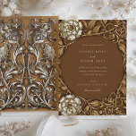 Elegant Beige Art nouveau Blommigt Bröllop Inbjudningar<br><div class="desc">Den här sofistikerade bröllopsinbjudan utstrålar den charm och elegans som råder i tidigt Art nouveau. På framsidan finns en kompakt motiv för blommigten med blommor och löv i varierande skuggor av choklad, espresso och beige, skapande en varm palett och inbjudande palett. Baksidan av inbjudan har en harmonisk utformning med ett...</div>