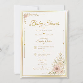 Elegant Beige Bebis Invitation Inbjudningar
