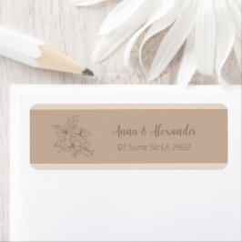 Elegant Beige Blommig Bröllop Returadress Etikett