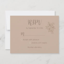 Elegant Beige Blommig Bröllop RSPV-kort OSA Kort