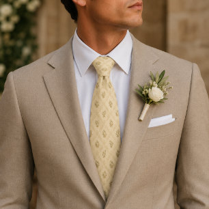 Elegant Beige Blommig Bröllop Slips