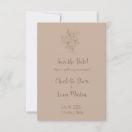 Elegant Beige Blommig Bröllop Spara Datumet