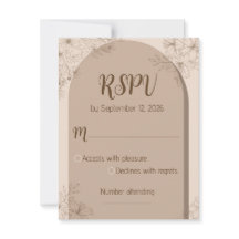 Elegant Beige Blommig Bröllops RSPV-kort