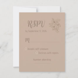 Elegant Beige Blommig Bröllops-SVP-kort OSA Kort