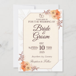 Elegant Beige Blommig Bröllopsinbjudan | Neutral  Inbjudningar