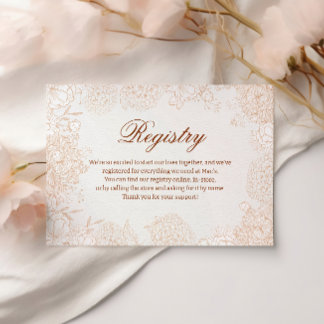 Elegant Beige Blommig Bröllopspresentregistrering Tilläggskort