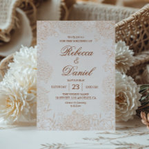Elegant Beige Blommig Linjekonst Bröllop Minimal