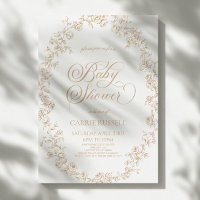 Elegant Beige Blommiga Rosor Linje Konst Bebis Bad