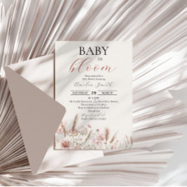 Elegant Beige Blommigt Baby i Bloom Shower Inbjudningar