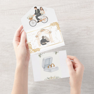 Elegant Beige Blommigt Bröllop - inbjudan