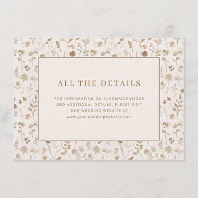 Elegant Beige Blommönster Tilläggskort (Framsida)