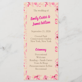 Elegant Beige & Blush Pink Floral Wedding Program