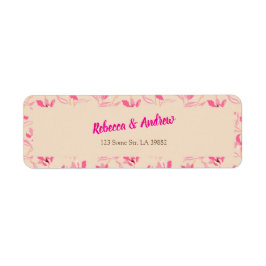 Elegant Beige & Blush Pink Floral Wedding Returadress Etikett