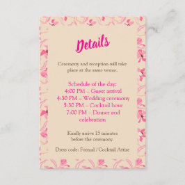 Elegant Beige & Blush Pink Floral Wedding Tilläggskort