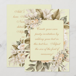 Elegant Beige Boho Blommig Födelsedagsinbjudan Inbjudningar