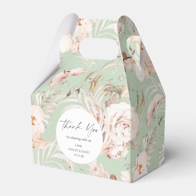Elegant beige botaniskt blommigt trädgårdsbröllop  presentaskar (Framsidan Sidan)
